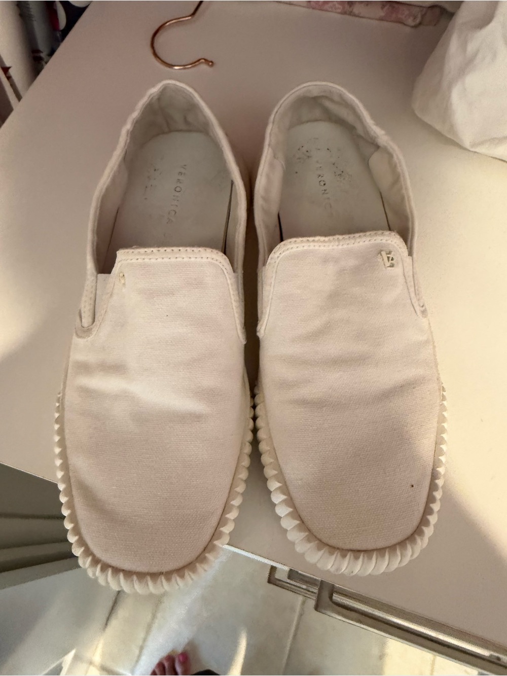 Veronica Beard women’s Slip-On Canvas Sneakers in Off-White